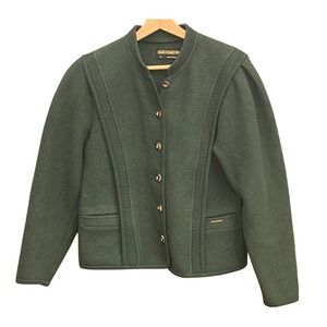 Vintage Geiger Austria Wool Jacket Green Boiled Wool Tyrolean Blazer 38 Loden